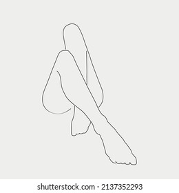 Hand-drawn color vector image of legs.  Fashion, beauty, style, vintage, sketch.