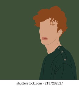Hand-drawn color vector stylish man image. Fashion, beauty, style. Red hair.