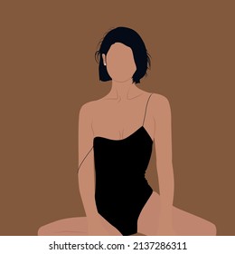 Hand-drawn color vector stylish sexy woman image. Fashion, beauty, style. 