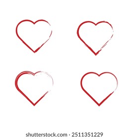 hand-drawn colored hearts  set vector