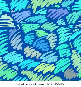 Hand-drawn colored lines, strokes. Abstract seamless vector pattern.