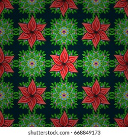 Hand-drawn colored mandala on a background. Vector abstract pattern.