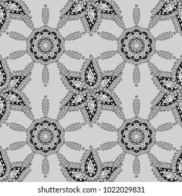 Hand-drawn colored mandala on a gray, white and black colors. Vector abstract pattern.