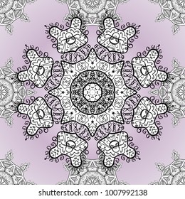 Hand-drawn colored mandala on a neutral, white and black colors. Vector abstract pattern.