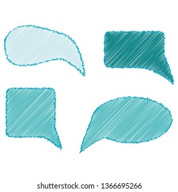 Handdrawn colored speech bubbles set on the white background.