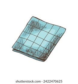 Hand-drawn colored vector sketch of a textile napkin. Doodle vintage illustration. Engraved image.