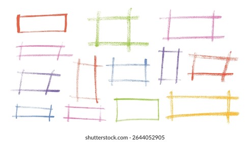 Hand-Drawn Colorful Charcoal Rectangles Frames Collection on White Background	
