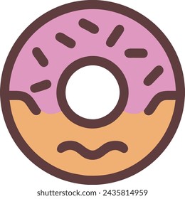hand-drawn colorful donut icon vector