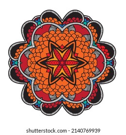 Hand-drawn colorful doodle mandala.ornate elements For Design, round Ethnic mandala with colorful tribal ornament,flower Mandala,vector illustration, Turkish, Pakistan, Islam, Arabic, Indian, ottoman 