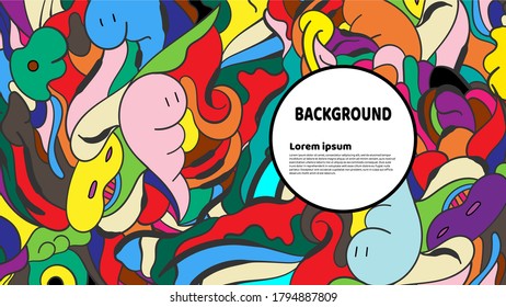 A Hand-drawn colorful doodles banner templates with dummy text.