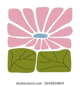Elemento floral colorido desenhado à mão em um quadro quadrado decorativo com detalhes circulares. Abstrato pétalas de flores e design de folhas. Perfeito para scrapbooking, artesanato, design têxtil, arte digital e decoração.