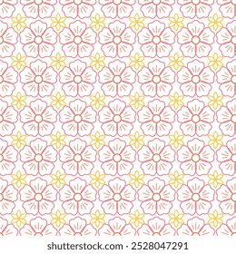 Hand-drawn colorful floral vector pattern.