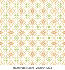 Hand-drawn colorful floral vector pattern.