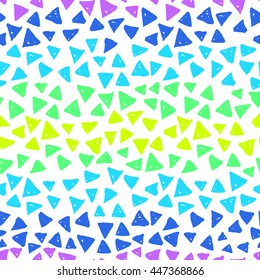 Hand-drawn colorful gradient marker triangle stroke pattern. Abstract spot line vector seamless texture background.