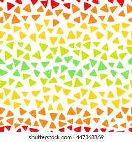 Hand-drawn colorful gradient marker triangle stroke pattern. Abstract spot line vector seamless texture background.