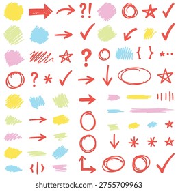 Hand-Drawn Colorful Highlighter Marker Elements Set
