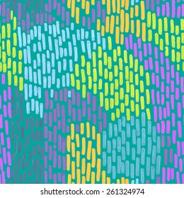 Hand-drawn colorful marker stroke pattern. Abstract line vector seamless texture background.