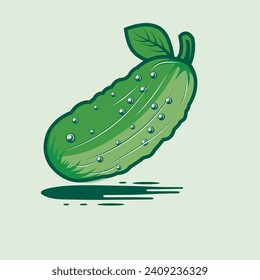 Hand-drawn colorful pickle cucumber vector illustration,