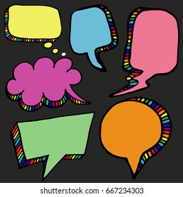Hand-drawn colorful speech bubbles