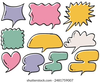 Hand-Drawn Colorful Speech Bubbles Vector Illustration - Comic Style Dialog Balloons