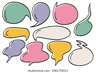 Hand-Drawn Colorful Speech Bubbles Vector Illustration - Comic Style Dialog Balloons