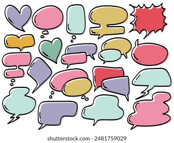 Hand-Drawn Colorful Speech Bubbles Vector Illustration - Comic Style Dialog Balloons