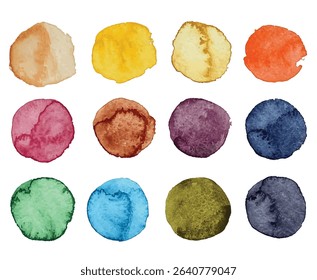 Hand-drawn colorful stains. Painted vector circles and dots.