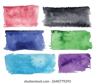 Hand-drawn colorful stains. Painted vector restangle shapes.