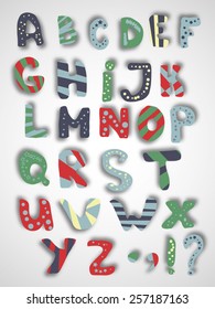 Hand-drawn colorfull vector illustration of alphabet letters