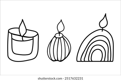 Hand-Drawn Coloring Collection Cozy Candles of Vector Illustrations