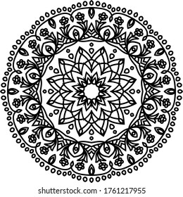 Hand-drawn coloring mandala. Coloring book page. Cloth design element, yoga logo, henna, tattoo.