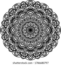 Hand-drawn coloring mandala. Coloring book page. Cloth design element, yoga logo, henna, tattoo.
