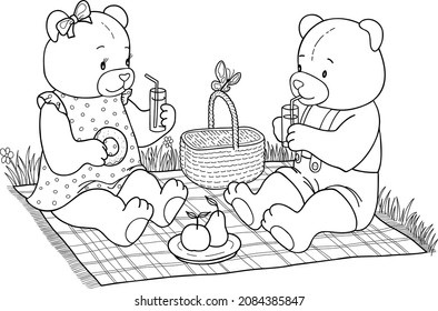 Teddy Bear Picnic Coloring Page