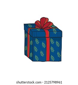 Hand-drawn coloured vector illustration of gift.