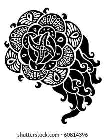 hand-drawn comet tribal tattoo