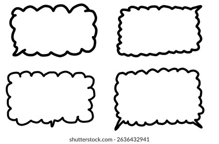 Hand-drawn comic style empty speech bubbles, ideal for captions or graphic design projects
