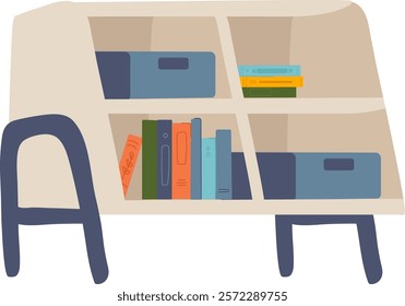 Handdrawn Commode With Books Furniture Vector Illustration