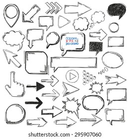 Handdrawn communication elements on the white background. Eps 10 vector file.