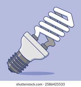 Hand-Drawn Compact Fluorescent Light Bulb (CFL) Vector – Energy-Efficient Design Concept.