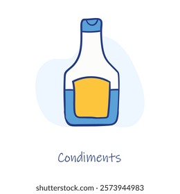 Hand-Drawn Condiments Icon. A vibrant illustration of a condiment bottle for culinary branding.