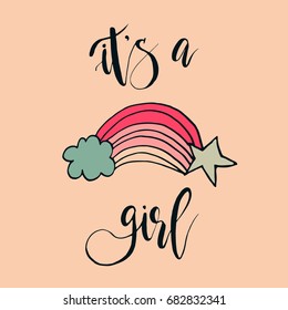 A hand-drawn congratulatory card with lettering made in vector