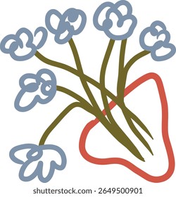 Hand-drawn contemporary botanical illustration with organic lines and modern aesthetic	