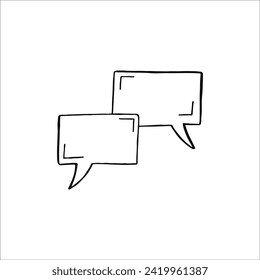 Hand-Drawn Conversation Bubbles Doodle on a Plain White Background