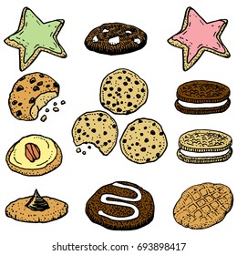 Hand-drawn Cookie Collection Color Vector Set