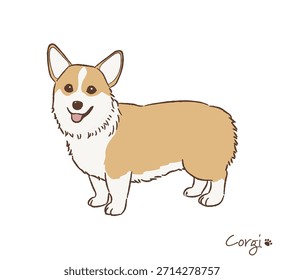 Desenhado à mão Corgi ilustração do vetor do cão