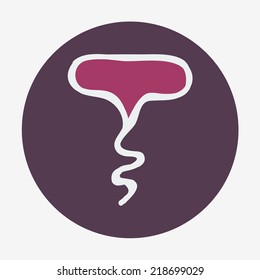 Hand-drawn corkscrew icon. Vector illustration, isolated on the background. Easy paste to any background