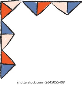 A hand-drawn corner border with alternating triangles. Triangular shapes create a decorative frame edge. Cartoon vector illustration.