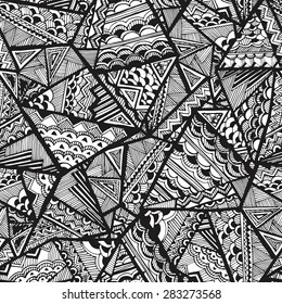 Hand-drawn corner composition. Abstract seamless pattern. Vector