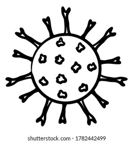 Hand-drawn coronavirus isolated on white