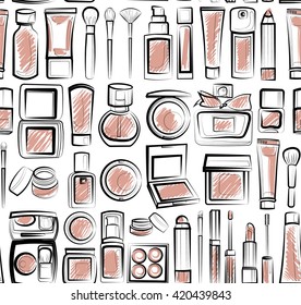 Hand-drawn cosmetc pattern.